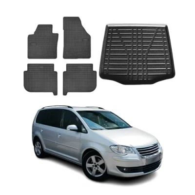 Abbildung von OMAC 7512YPS 484 Fußmattensatz Gummi, TPE (thermoplastischer Elastomer) 5 schwarz VOLKSWAGEN: Touran I