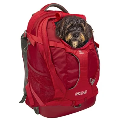 Abbildung von Kurgo G Train Hunderucksack, Mit integriertem Haustierfach, Wasserfester Boden, Für Haustiere bis zu 11 kg, Rot, 36x24x52 cm (1er Pack)