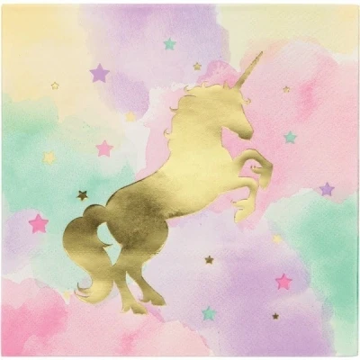 Abbildung von Unicorn Glitter Servietten 33x33cm 16 Stücke
