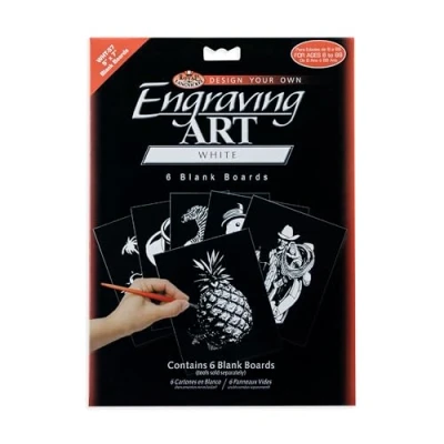 Abbildung von Royal &amp; Langnickel WHT 57 Engraving Art/Kratzbilder, 5 x 7 Zoll, Blank, 6 Stück, weiß