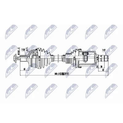 Abbildung von NTY NPW ME 071 Antriebswelle Vorderachse rechts 554 Automatikgetriebe MERCEDES BENZ: E Klasse T modell, Limousine