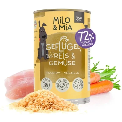 Abbildung von Premium Nassfutter für Hunde mit Geflügel, Reis &amp; Gemüse Vorteilsset 6x400g