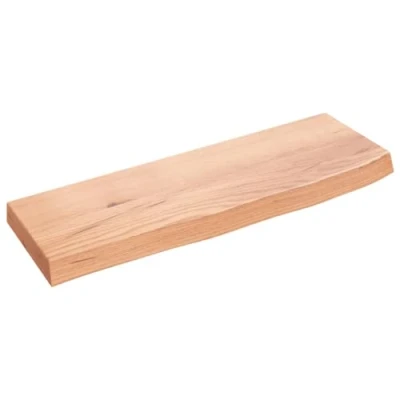 Abbildung von vidaXL Wandregal, Holzregal Regal Handgefertigt mit Baumkante, Wandboard Regalbrett Deko, Bücherregal Hängeregal, Hellbraun 60x20x4cm Massivholz Eiche Behandelt