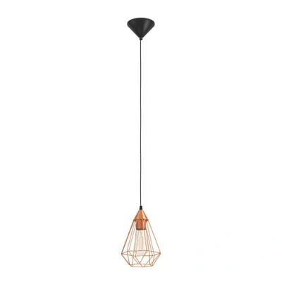 Abbildung von Eglo 94193 Hängeleuchte TARBES E27 1X40W Kunststoff schwarz, Stahl kupferfarben H:110 Ø31cm dimmbar
