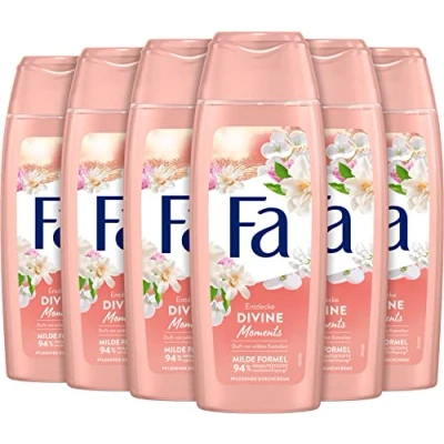 Abbildung von Fa Duschcreme Divine Moments (6 x 250 ml), Duschgel mit dem samtigen Duft von wilden Kamelien, Duschpflege milder Formel