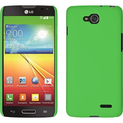 Abbildung von PhoneNatic case kompatibel mit LG L90 Hülle grün gummiert Hard + 2 Schutzfolien