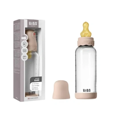 Abbildung von BIBS Boheme Baby Glass Bottle 240ml, Vermindert Koliken, Runder Sauger aus Naturkautschuklatex, Unterstützt das Stillen. Hergestellt in Dänemark Blush