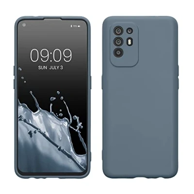 Abbildung von kwmobile Slim Case kompatibel mit Oppo A94 (5G) Hülle Handyhülle aus Silikon in Blaugrau