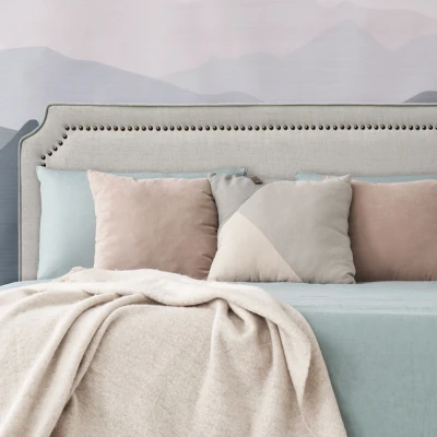 Abbildung von Milana Kopfteil Bett 140cm mit Stoffbezug Beige Menzzo