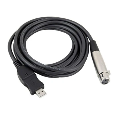 Abbildung von Q11C USB Mikrofonkabel 3m Stecker auf XLR Buchse Mikrofon Kabelstecker Studio Adapter für Mikrofone oder Instrumente Aufnahme Karaoke Singe