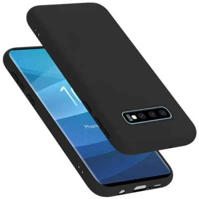 Abbildung von Cadorabo Hülle kompatibel mit Samsung Galaxy S10 Plus Handyhülle für Case aus flüssigem Silikon stoßfeste dünne TPU Schutzhülle Liquid SCHWARZ