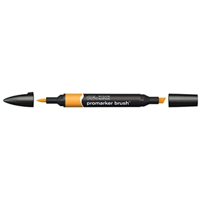 Abbildung von Winsor &amp; Newton 0204195 BrushMarker (Für Zeichnungen, Kalligraphie, Design und Layouts, streifenfreies Zeichnen mit Keil Pinselspitze) bernstein