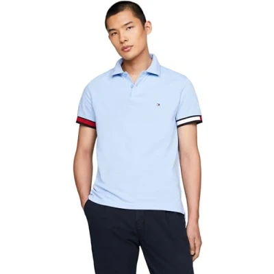 Abbildung von Tommy Hilfiger Herren Poloshirt Kurzarm Slim Fit, Blau (Vessel Blue), XS