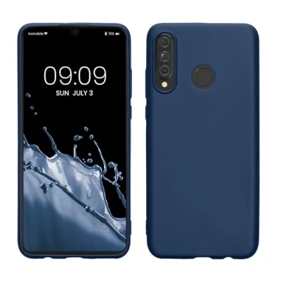 Abbildung von kwmobile Case kompatibel mit Huawei P30 Lite Hülle Schutzhülle aus Silikon metallisch schimmernd Handyhülle Metallic Blau