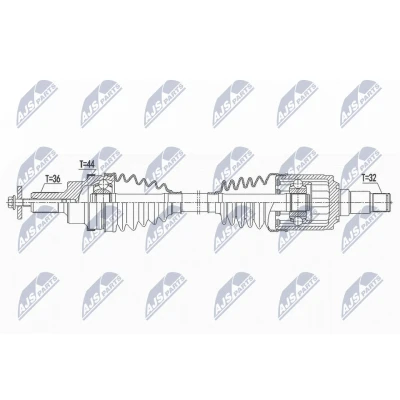 Abbildung von NTY NPW VV 141 Antriebswelle Hinterachse links, rechts 592 Automatikgetriebe VOLVO: V60 I