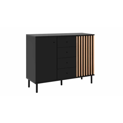 Abbildung von Finori Sideboard 4 Schübe, 2 Böden, Lamellen Optik, Eiche Dekor 118x90x40cm (BxHxT)