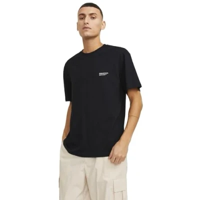 Abbildung von Jack &amp; Jones Jorvesterbro BACK SS CREW NECK SN Tshirt print, Herren, Größe: Large, Black