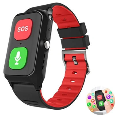 Abbildung von Weyot Notrufarmband Für Senioren GPS Intelligentes Armband SOS Notruf Mit Electric Fence Sprachchat Videoanruf 4G Anrufe Ältere Menschen Schwangere Frau,Red