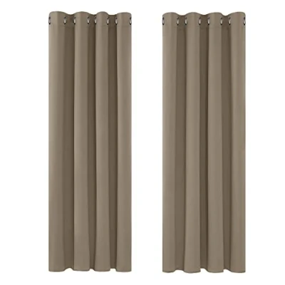 Abbildung von Deconovo Gardinen Blickdicht Vorhang Schlafzimmer Kälteschutz Vorhänge Blickdicht, 160x117cm(HöhexBreite), Taupe, 2er Set