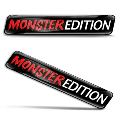 Abbildung von Biomar Labs 2 x 3D Gel Silikon Aufkleber Monster Badge Rot Stickers Autoaufkleber Auto Motorrad Fahrrad Fenster Tür Laptop KS 174