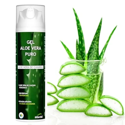 Abbildung von Aloe Vera Gel pur 100% natürlich Bio vegan EU Produkt Dermatologisch getestet Feuchtigkeitspflege für Haut und Haare Gegen Sonnenbrand, Hautreizungen, Insektenstiche