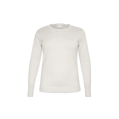 Abbildung von Kaffe Curve Kcnalia Strickpullover, Damen, Größe: 42/44, Chalk grey melange stripe