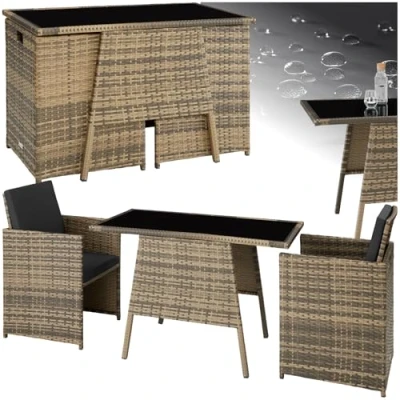 Abbildung von tectake Sitzgruppe Lausanne, (Set, 3 tlg), Tisch und Stuhl Set