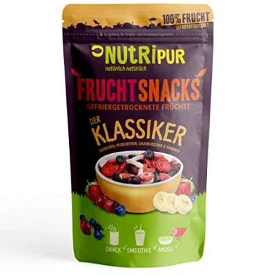 Abbildung von FruchtSnacks „Der Klassiker“ Früchte Mix gefriergetrocknet 100g I Getrocknete Beeren und ungezuckert Mischung aus Erdbeeren, Heidelbeeren, Sauerkirschen Bananen 100% Frucht