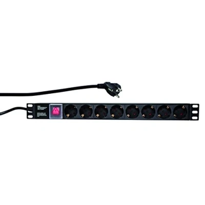 Abbildung von LogiLink Professional PDU8C01 Hochwertige 19&quot; Steckdosenleiste 8 Fach CEE7/3 (Schutzkontakt) mit An/Aus Schalter schwarz