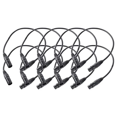 Abbildung von 10er Set Pronomic XFXM 0.5 Mikrofonkabel (0,5m Länge, XLR female 3 pol &gt; male pol, Stecker handgelötet, säure und ölfest, Spannzangen Zugentlastung) schwarz