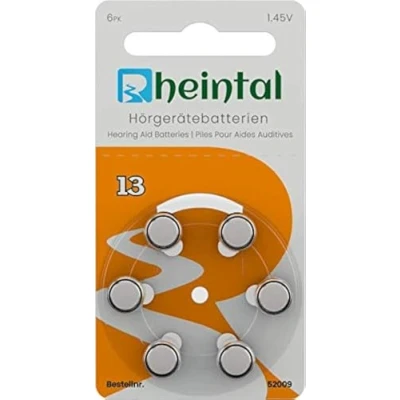 Abbildung von Rheintal 30 Premium Hörgerätebatterien Typ A13 für alle Hörgeräte mit Batteriefarbe ORANGE 1.45V 280mAh PR48, 52013