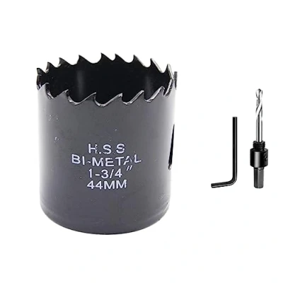 Abbildung von Lochsäge 44mm LAIWEI Bi Metall Rundlochfräser HSS Kreissägekopf, 1,8 mm stark, Schnitttiefe bis 38mm, geeignet für Holz, Kunststoff, Gipskarton und Metallrohre