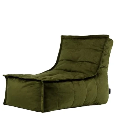 Abbildung von Icon Sitzsack Liege „Dolce“, Samt, XXL Sessel für Erwachsene, Riesensitzsack mit Füllung das Wohnzimmer, Groß Plüsch (Olive, Liege)