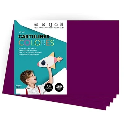 Abbildung von Farbkarton, A4 intensive Farben, 180 g, für Bastelarbeiten, Drucken Sie Ihre Dokumente und kreativen Designs, Farbfolien · m office (25 Blatt, Violett)