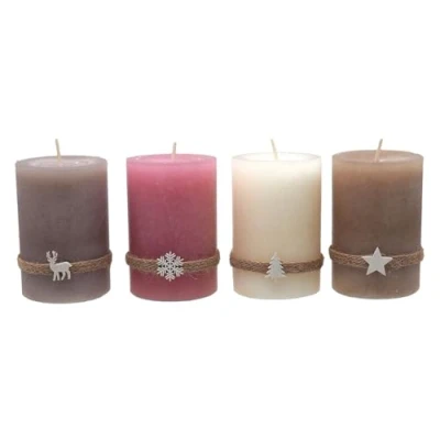 Abbildung von ZauberDeko Adventskerzen Kerzen Stumpenkerzen 9cm Rosa Beige Creme Taupe Weihnachten Deko 4 Stück