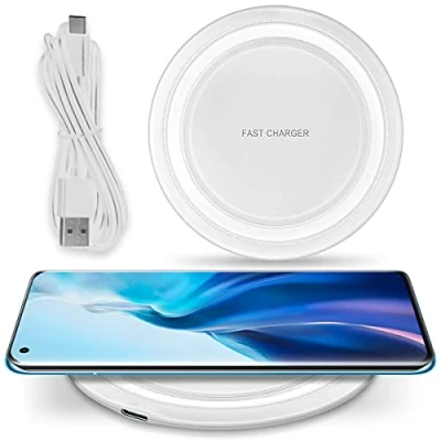 Abbildung von QI Induktive Ladestation 15W kompatibel mit Motorola Edge + 2023 Induktionsladegerät Ladematte Wireless Charger Kabelloses Universal Schnellladegerät, Farbe:Weiß