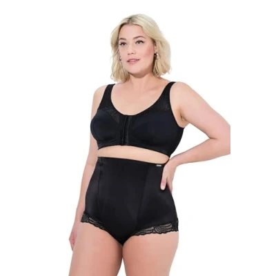 Abbildung von Ulla Popken Damen Entlastungs BH Kelly, Ohne Bügel, Vorderverschluss, C D BH, Schwarz, 115C EU