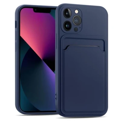 Abbildung von CoolGadget Card Case für iPhone 13 Pro Max, TPU Schutzhülle mit Kartenfach und erhöhtem Kantenschutz, Blau