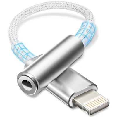 Abbildung von Esiposs Lightning auf 3,5 mm Kopfhöreranschluss [MFi Zertifizierung] Klinke HiFi Kopfhörer Adapter Audio Dongle Kompatibel mit i Phone 14/13/12/11/X/8/7/Pad/i OS, Silber Weiß