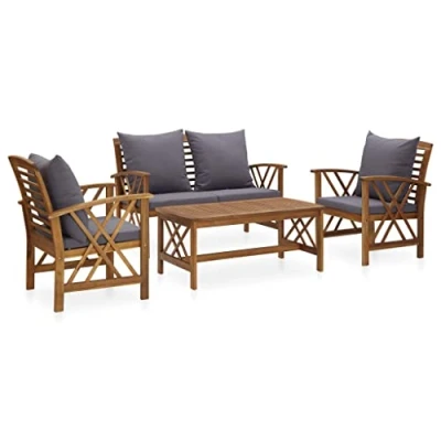 Abbildung von vidaXL Gartenlounge Set 4 tlg. Garten Lounge mit Auflagen Massivholz Akazie, (1 tlg)