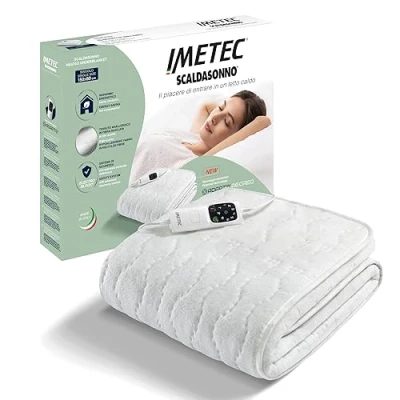 Abbildung von Imetec Adapto Recreo Wärmeunterbett 150 x 80 cm, Schnellheizung, Konstante und individuelle Temperatur, Hypoallergenes, gestepptes, waschbares Gewebe, Made in Italy, Steuerung mit 6 Temperaturen