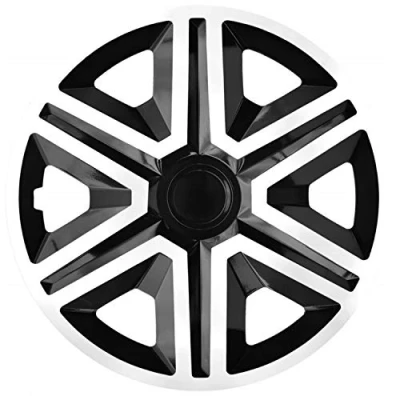 Abbildung von NRM Action 4 x Universal Radzierblenden Radkappen Satz 4er Set Auto KFZ Zoll (Weiss Schwarz, 14&quot;)