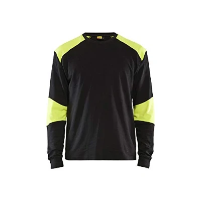 Abbildung von Blaklader 345717618933M Schwer Flammschutz Langarm T Shirt, Marineblau/Gelb, Größe M
