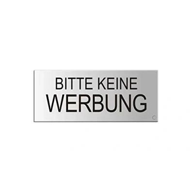 Abbildung von OFFORM DESIGN Briefkastenschild Bitte Keine Werbung Aluminium silbermatt eloxiert vollflächig selbstklebend 60x25 mm Nr.29000 E