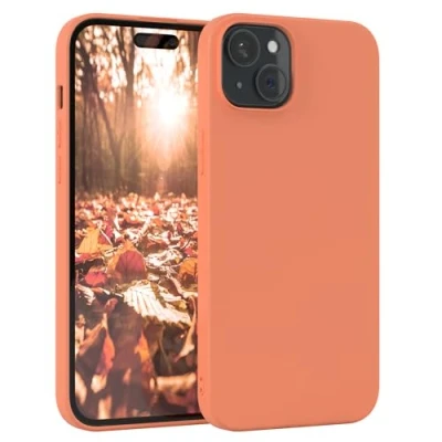 Abbildung von EAZY Case Silikonhülle für iPhone 15 Plus Hülle Silikon Orange weich stoßfeste Handyhülle Schutzhülle mit Kameraschutz Dünn Premium Schutz Cover TPU Phone Bumper in