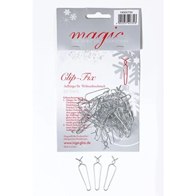 Abbildung von MAGIC Clip Fix Aufhänger 50 Stück Kugelaufhänger für Weihnachtskugeln Silber