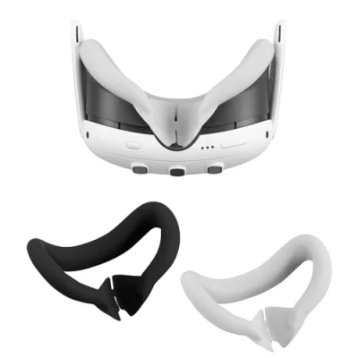 Abbildung von Growalleter Silikon Gesichtsabdeckung für Meta Quest 3 Zubehör, VR Gesichtspolster Abdeckung Passend Mate zu Schweißfester Ersatz (Schwarz+Weiß)