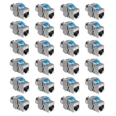 Abbildung von kwmobile 24x Keystone Modul für CAT 8 Kabel 40 Gbit/s geschirmt Metall Gehäuse Schnappverschluss werkzeugfreier Anschluss an Modular Patchpanel