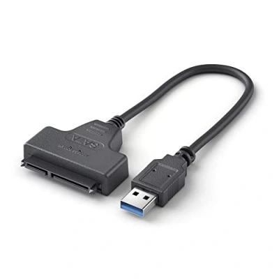 Abbildung von conecto, USB 3.0 auf SATA Adapter, Konverter für 2.5 Zoll Festplatten/Laufwerke, SSD und HDD A, UASP Unterstützung, 5 GB/s, 25cm, schwarz, SA CC20032 V2, 25 cm