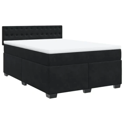 Abbildung von vidaXL Boxspringbett mit Matratze Polsterbett Bett Doppelbett Lattenrost Bettgestell Bettrahmen Schlafzimmerbett Hotelbett Schwarz 140x190cm Samt